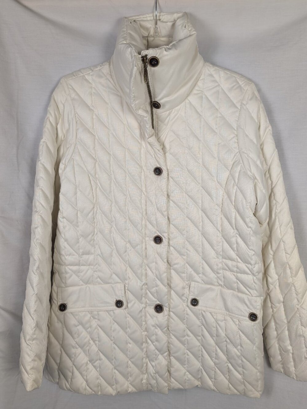 Eddie Bauer Women's M Quilted Goose Down Jacket Preppy Classic‎ Cabin Wear Basic